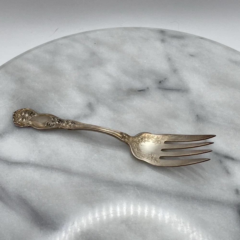 Rare Antique Wm. Rogers & Son 1910 Ornate Orange Blossom Meat Fork 6